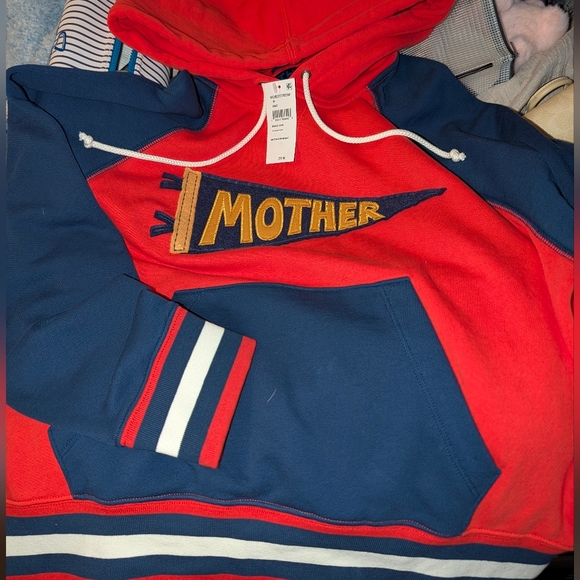 MOTHER Square Color Block Applique  Cotton Hoodie in Mother Pennant sz MED - Picture 7 of 12